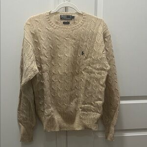 Polo by Ralph Lauren Men's Cable Knit Wool Sweater Beige